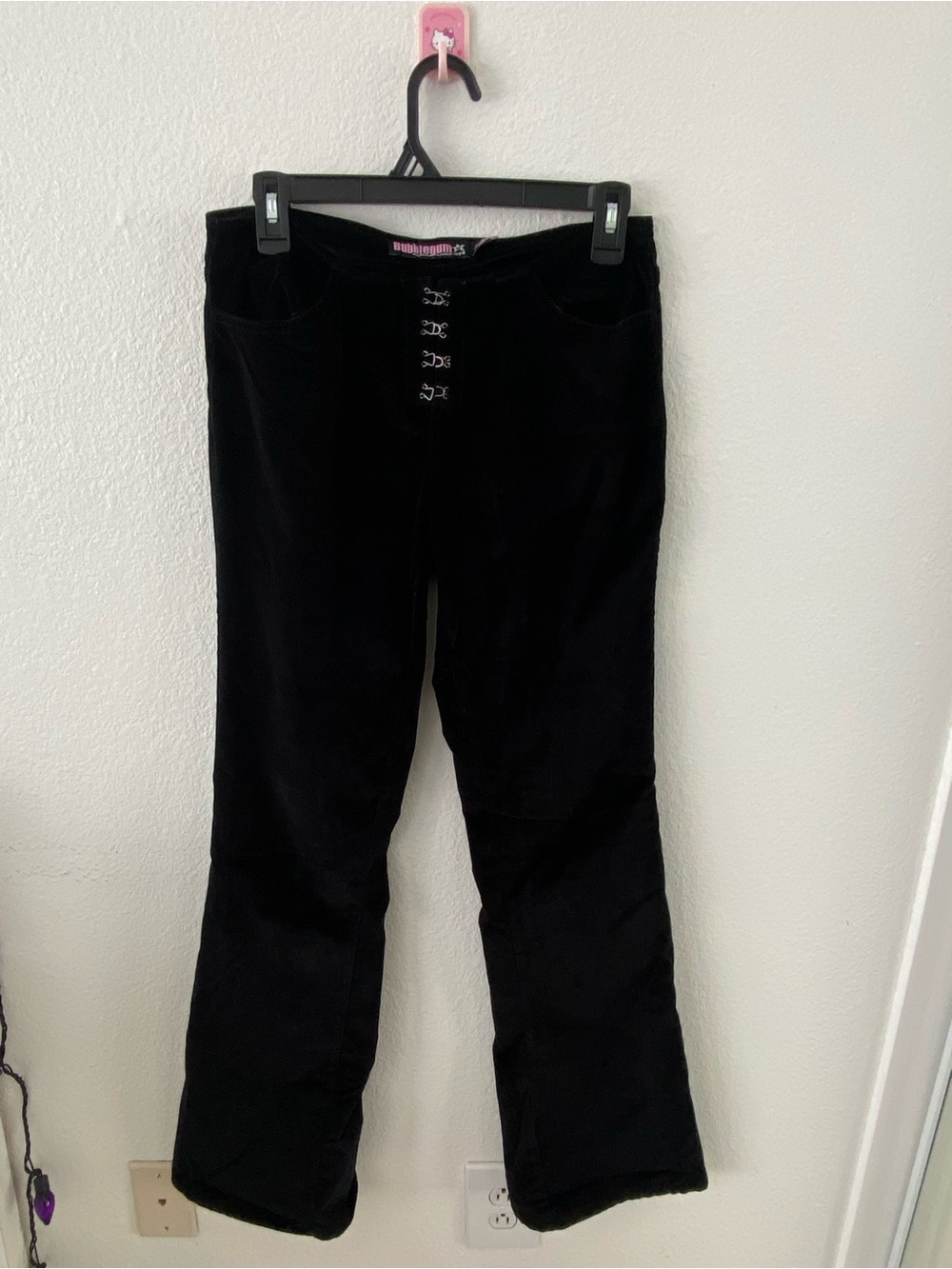 Vintage Bubblegum Black Velvet Flare Pants